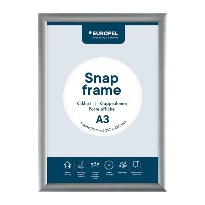 Europel Kliklijst A3 25mm Zilver