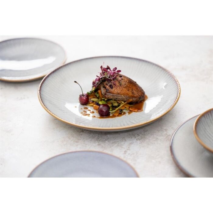 Olympia Drift Grijze Coupéschalen Met Reliëf, 155 mm (Pak Van 6)