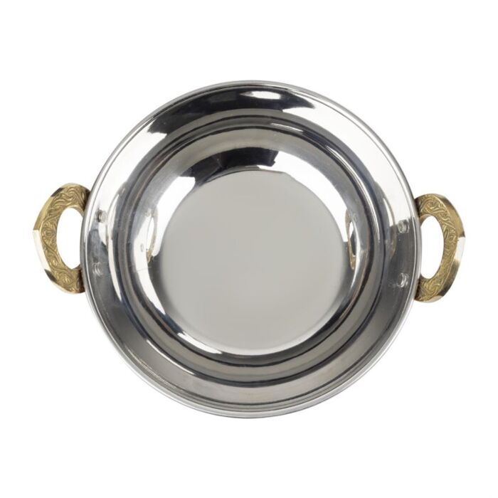 Olympia Koperen Kadai Schotel Roestvrij Staal Messing Handvatten 660ml