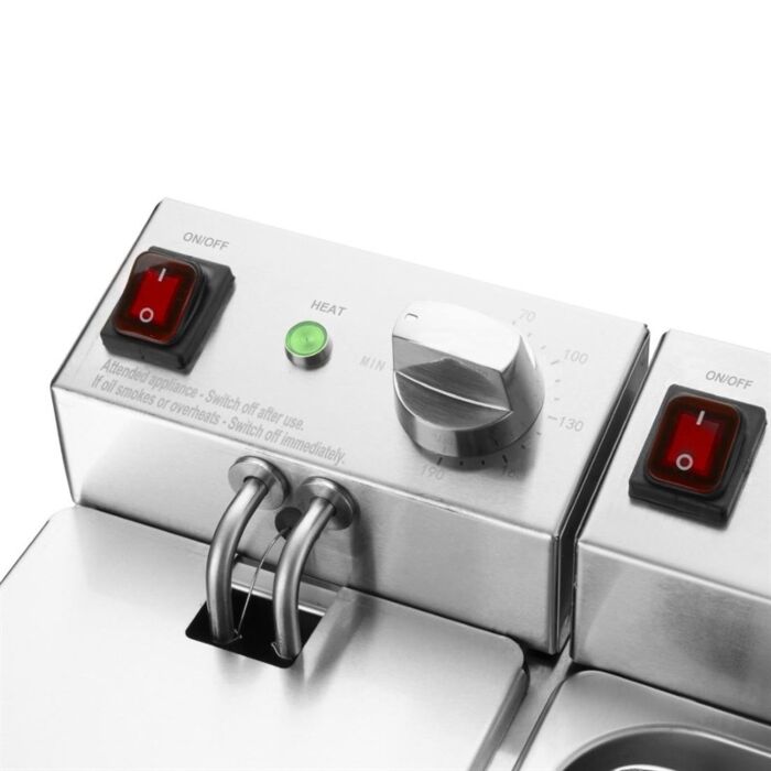 Buffalo Dubbel Tank Dubbele Mand 2X3Ltr Aanrecht Friteuse 2X2Kw