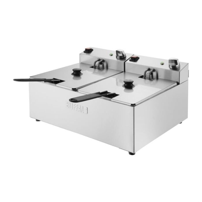Buffalo Dubbele Tank Dubbele Mand 2X5Ltr Countertop Friteuse 2X2.8Kw