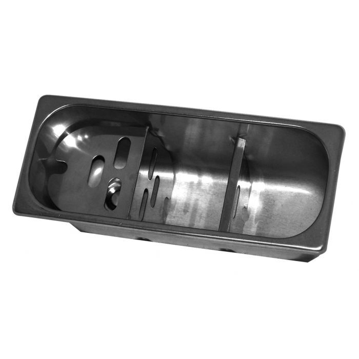COMBISTEEL IJSLEPEL SPOELBAK 270X110X120 MET WATERAFVOERGAT, WATERAANSLUITING EN STANDPIJP, 7108.0010
