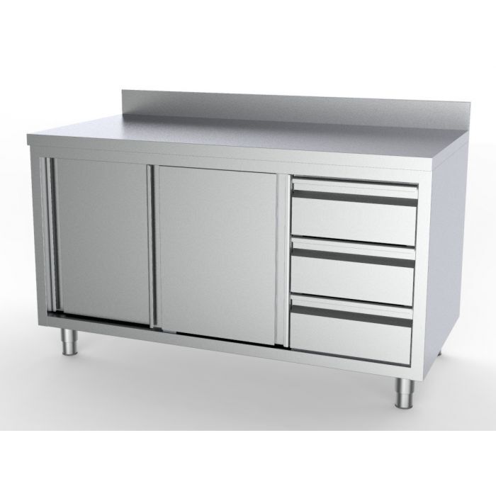 COMBISTEEL 700 WERKTAFEL SCHUIFDEUREN LADEN RECHTS MET RAND 1800, 7333.0276