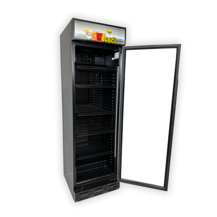 KOELKAST GLASDEUR 382L VOLLEDIG ZWART, Combisteel, 7464.0090