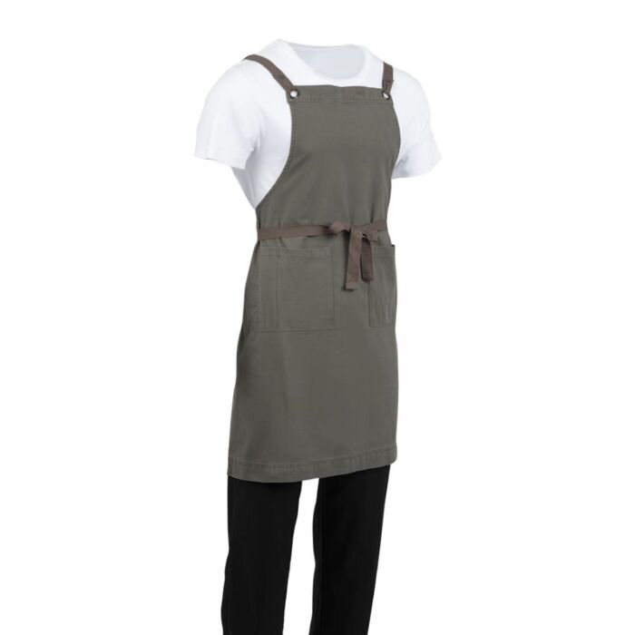 Soutside katoenen halterschort khaki