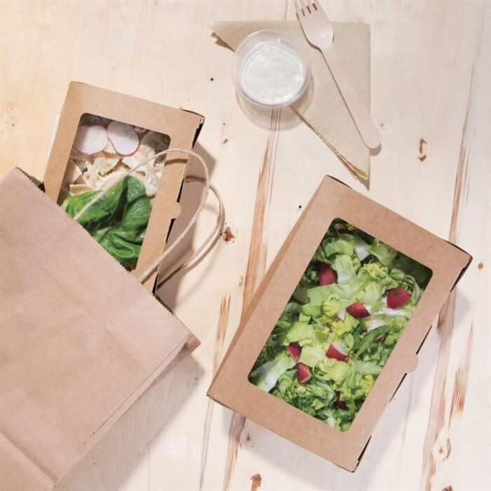 Fiesta Compostable composteerbare saladebakken met PLA vensters 1200ml (200 stuks)