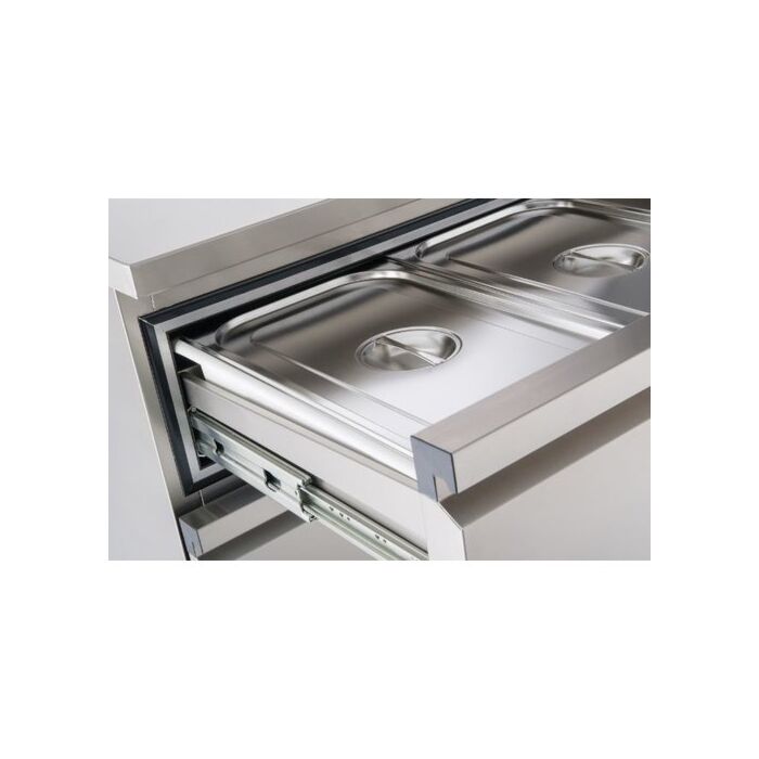 Foster Flexdrawer, koellade / vrieslade +1/+4°C, -18/-21˚C, rvs 304 uit- en inwendig en werkblad met spatrand, FFC4-2, 35-106