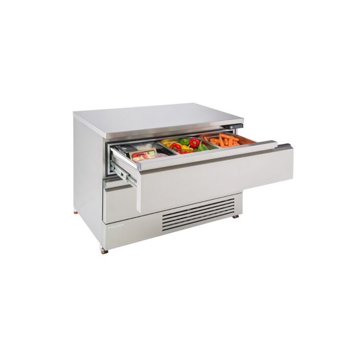 Foster Flexdrawer, koellade / vrieslade +1/+4°C, -18/-21˚C, rvs 304 uit- en inwendig en werkblad met spatrand, FFC6-2, 35-102