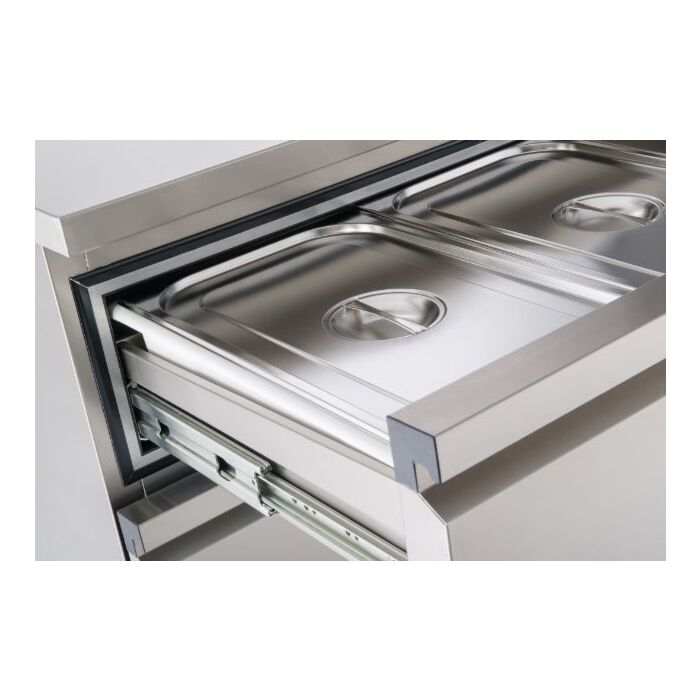 Foster Flexdrawer, koellade / vrieslade +1/+4°C, -18/-21˚C, rvs 304 uit- en inwendig en werkblad met spatrand, FFC6-2, 35-102