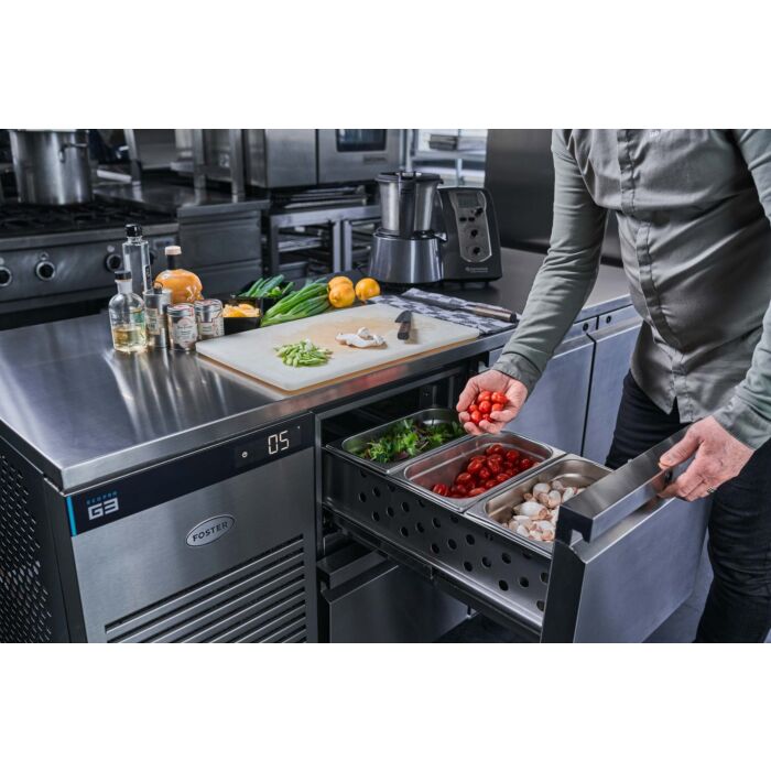 Foster G3 werkbank met laden, Koelkast +1/+4°C, rvs 304 uit- en inwendig, EP1/4H, 43-320