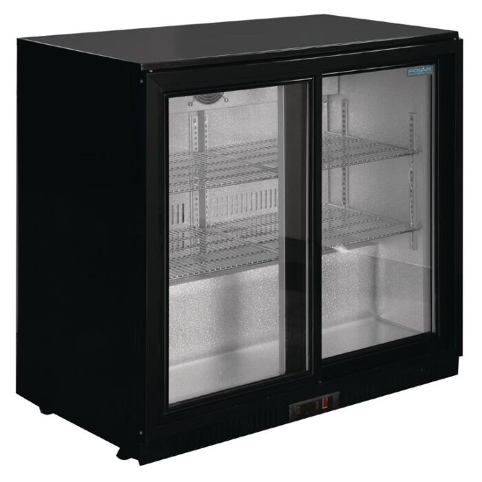 Polar G-serie 2-deurs barkoeling met schuifdeuren zwart 198L, 85(h) x 90(b) x 52(d)cm, 230V/230W