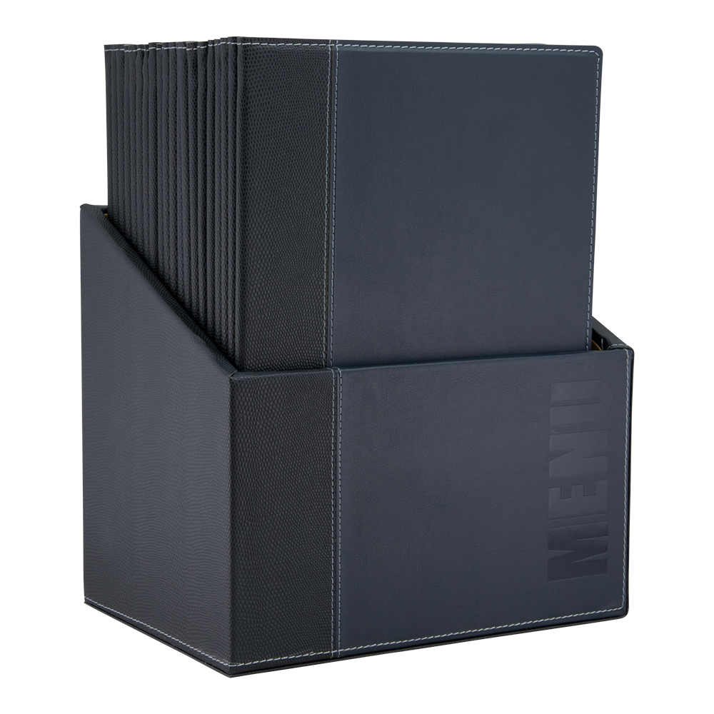 Securit Menubox Trendy A4 Blauw Incl 20 Menukaarten securit kopen in de aanbieding